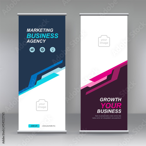 Vertical banner stand template design. can use for brochure flyer, covers , modern x-banner and flag-banner advertising design element