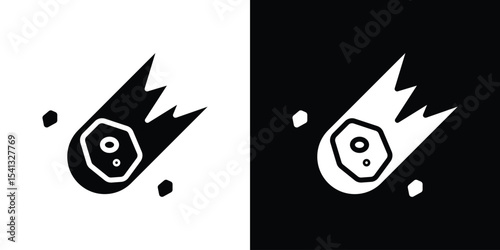 Comet icon in flat black solid vector set