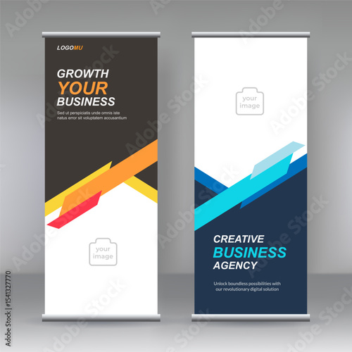 Vertical banner stand template design. can use for brochure flyer,  modern x-banner and flag-banner advertising design element