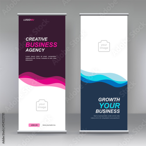 Vertical banner stand template design. can use for brochure flyer, covers ,infographics ,vector abstract geometric background, modern x-banner 
