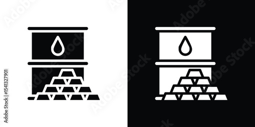 Commodity icon in flat black solid vector set