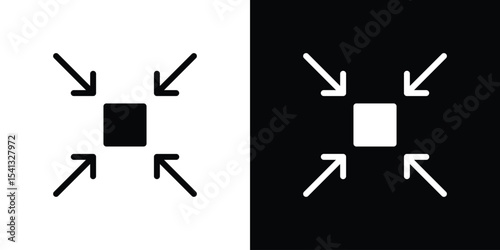Compact size icon in flat black solid vector set