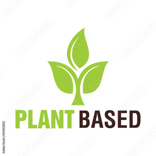 Plant based vegan badge eco, Suitable vegetarian leaf plant logo design icon vector template