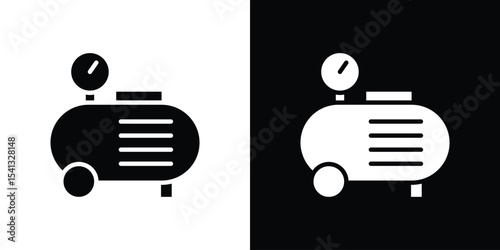 Compressor icon in flat black solid vector set