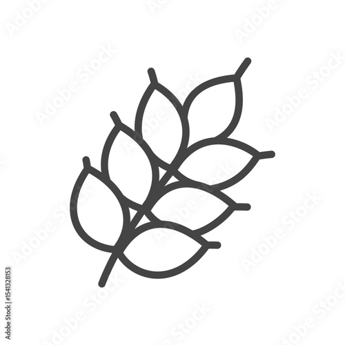 Wheat ear icon. Monochrome stylized harvest symbol of cereal crop used in autumn decorations and food themes. Vector 10 EPS.
