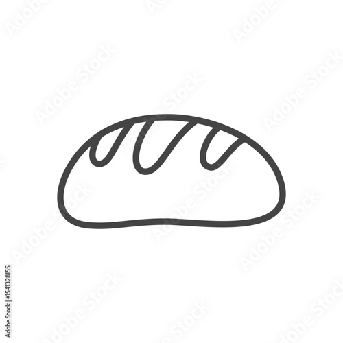 Cute loaf of bread icon. Monochrome hand drawn illustration of whole fresh baked bread. Perfect for harvest themes and food design. Vector 10 EPS.