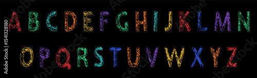 Crayon Alphabet and Numbers with Doodles