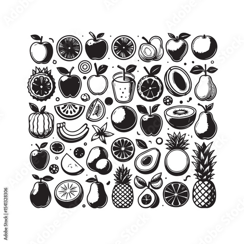 black and white food icons