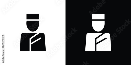 Concierge icon in flat black solid vector set
