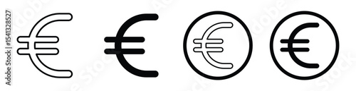 Euro currency icon set. Europe currency sign symbol , vector illustration. 