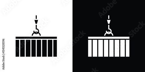 Container icon in flat black solid vector set