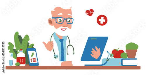 Friendly Doctor Advising on Healthy Lifestyle and Nutrition Choices
