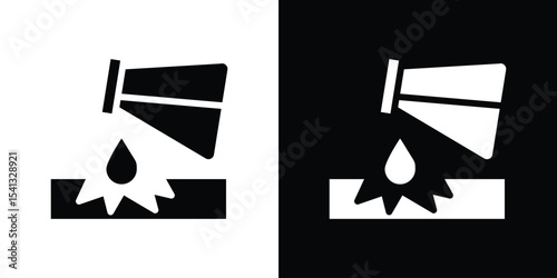 Corrosive substance icon in flat black solid vector set