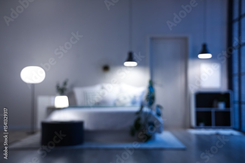 Blurred view of modern bedr...