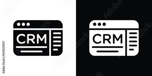 CRM icon in flat black solid vector set
