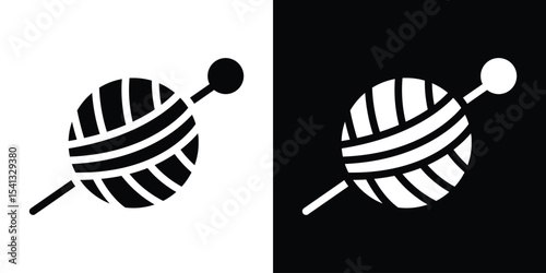 Crochet icon in flat black solid vector set