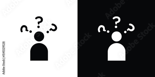 Curious human icon in flat black solid vector set
