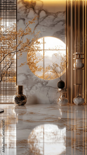 a sleek marble vertical composition 3D design