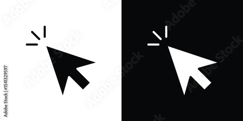 Cursor icon in flat black solid vector set