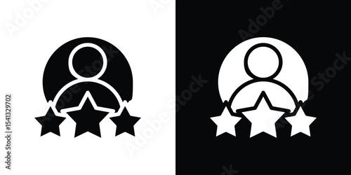 Customer experience icon in flat black solid vector set