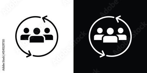 Customer retention icon in flat black solid vector set