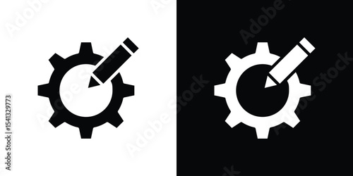 Customization icon in flat black solid vector set