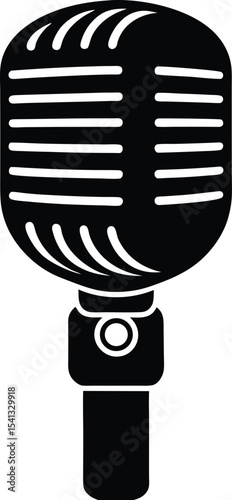 Vector silhouette of retro mic with minimal detail