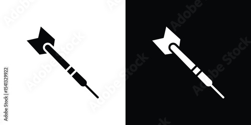 Dart icon in flat black solid vector set
