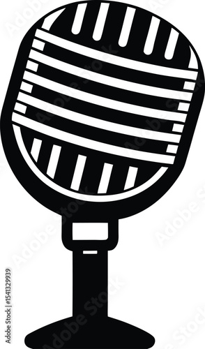Clean outline microphone icon in retro silhouette style