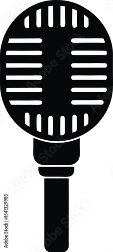 Black vector of a classic microphone with grille lines