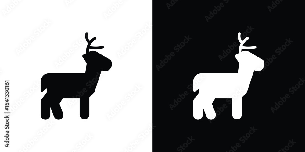 Obraz premium Deer icon in flat black solid vector set