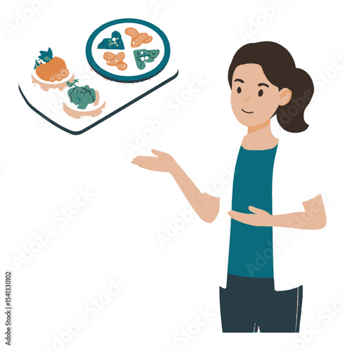 Person Presenting Healthy Food Options on a Plate in a Vector Style