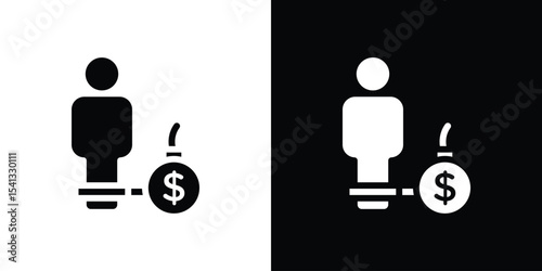 Debt icon in flat black solid vector set