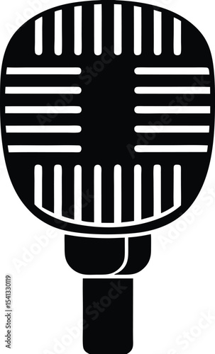 Minimal retro mic vector with bold vertical grille