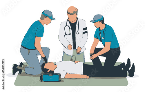 Medical Emergency Response Team Assisting Patient in Crisis Situation