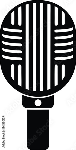 Vintage audio mic vector with clean black silhouette