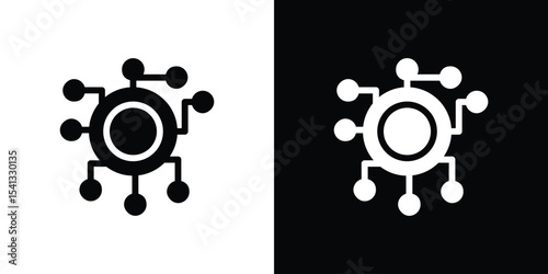 Decentralized icon in flat black solid vector set