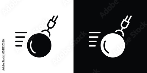 Demolition ball icon in flat black solid vector set