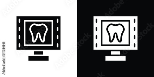 Dental X ray icon in flat black solid vector set