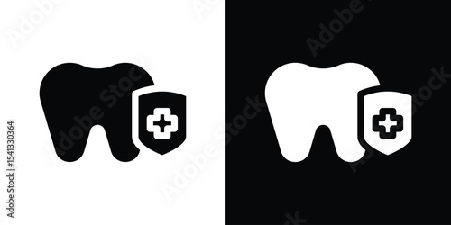 Dental insurance icon in flat black solid vector set
