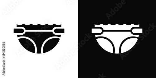diaper icon in flat black solid vector set