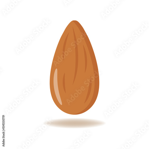 Almond. Nut. Food design. Isolated icon. Flat vector illustration on white background.
