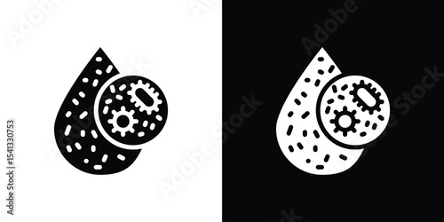 Dirty water drop icon in flat black solid vector set