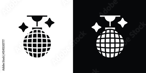 Disco ball icon in flat black solid vector set