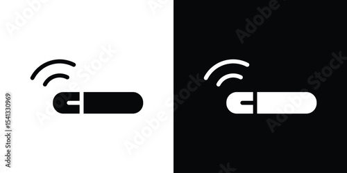 Dog microchip icon in flat black solid vector set