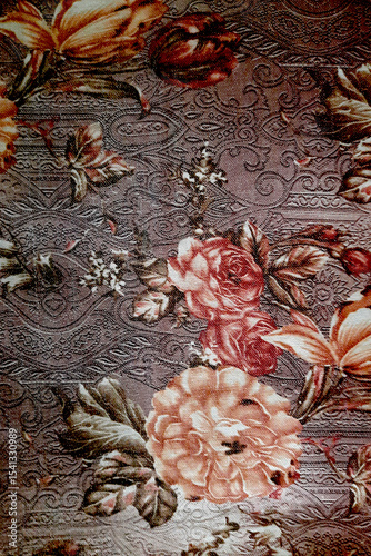 Floral Design on Brown Fabric