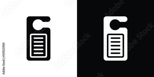 Door hanger icon in flat black solid vector set
