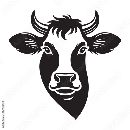 Black and White Cow Head Art for Farm Themed Sublimation Creations

