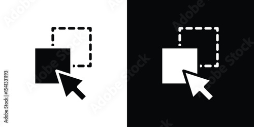 Drag and drop icon in flat black solid vector set
