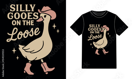 Silly Goose on the Loose – Cute Cowboy Goose Tee